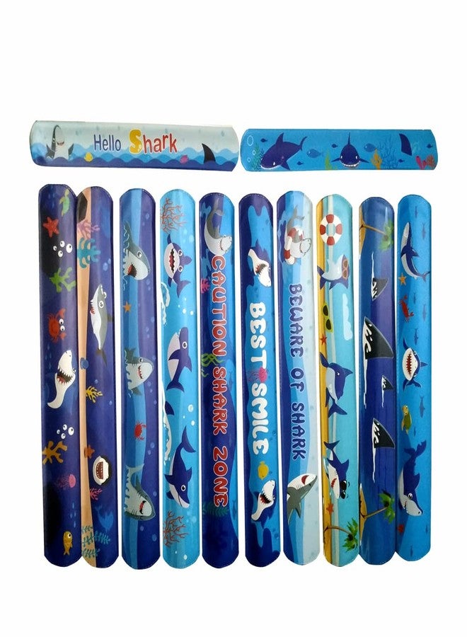 سنابترون هدايا سنابترون بيبي شارك لأعياد ميلاد الأطفال - 12 سوارًا قابلًا للصفع للبنات والأولاد، بتصميم بيبي شارك، زينة أو لوازم حفلات / هدية عيد ميلاد للأولاد / هدايا تذكارية لأعياد الميلاد - Image 1